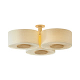 Wolfe Extra Large Semi-Flush 40", Ivory Boucle, Aged Brass and Beech Wood