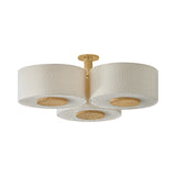 Wolfe Extra Large Semi-Flush 40", Ivory Boucle, Aged Brass and Beech Wood