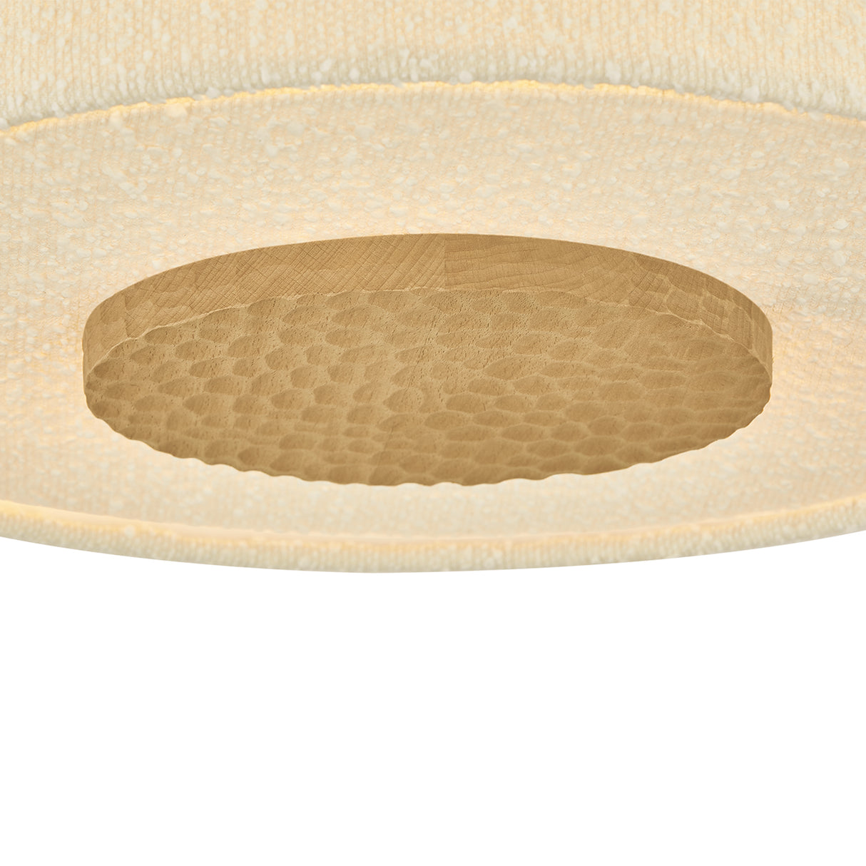 Wolfe Medium Semi-Flush 18", Ivory Boucle, Aged Brass and Beech Wood