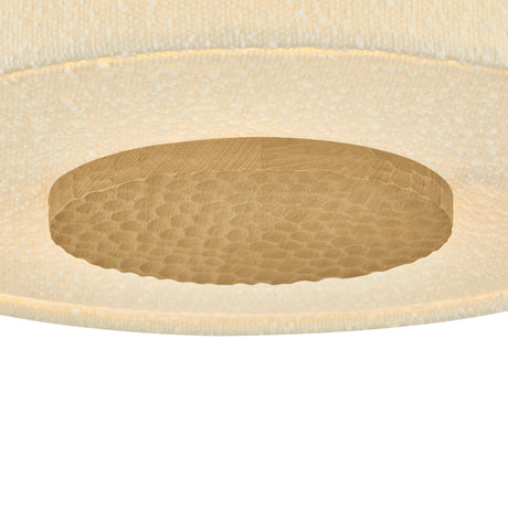 Wolfe Medium Semi-Flush 18", Ivory Boucle, Aged Brass and Beech Wood
