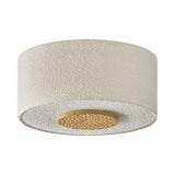 Wolfe Medium Semi-Flush 18", Ivory Boucle, Aged Brass and Beech Wood