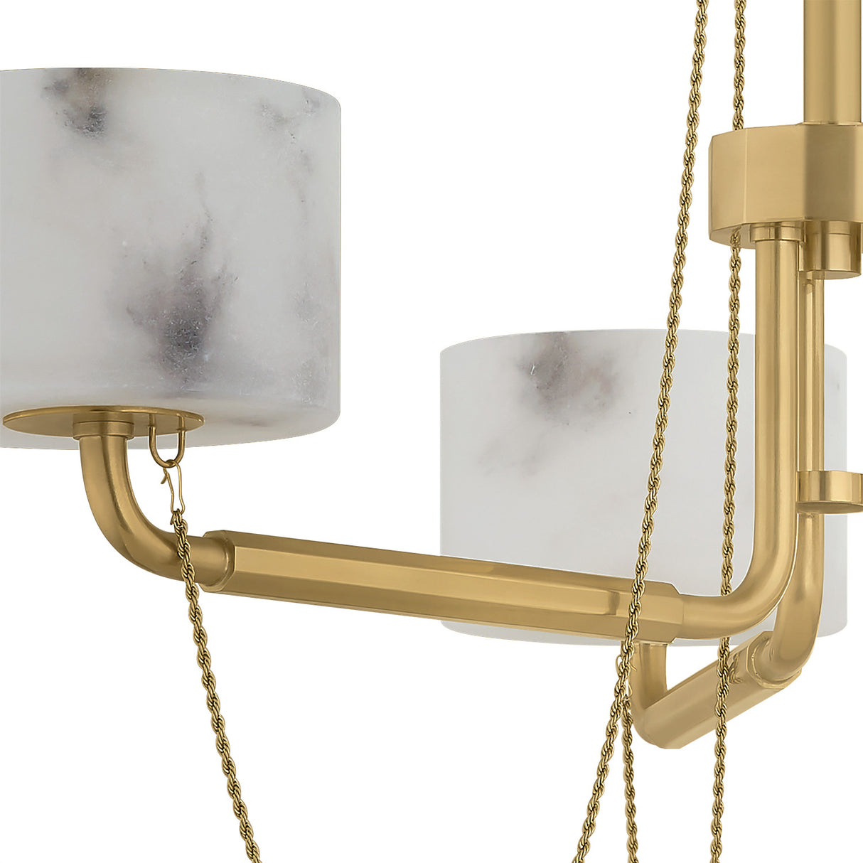 Halston 3 Light LED Chandelier 31", Vintage Brass and Alabaster
