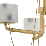 Halston 3 Light LED Chandelier 31", Vintage Brass and Alabaster