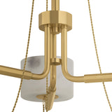 Halston 3 Light LED Chandelier 31", Vintage Brass and Alabaster