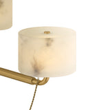 Halston 3 Light LED Chandelier 31", Vintage Brass and Alabaster