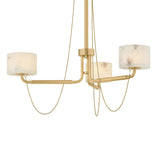 Halston 3 Light LED Chandelier 31", Vintage Brass and Alabaster