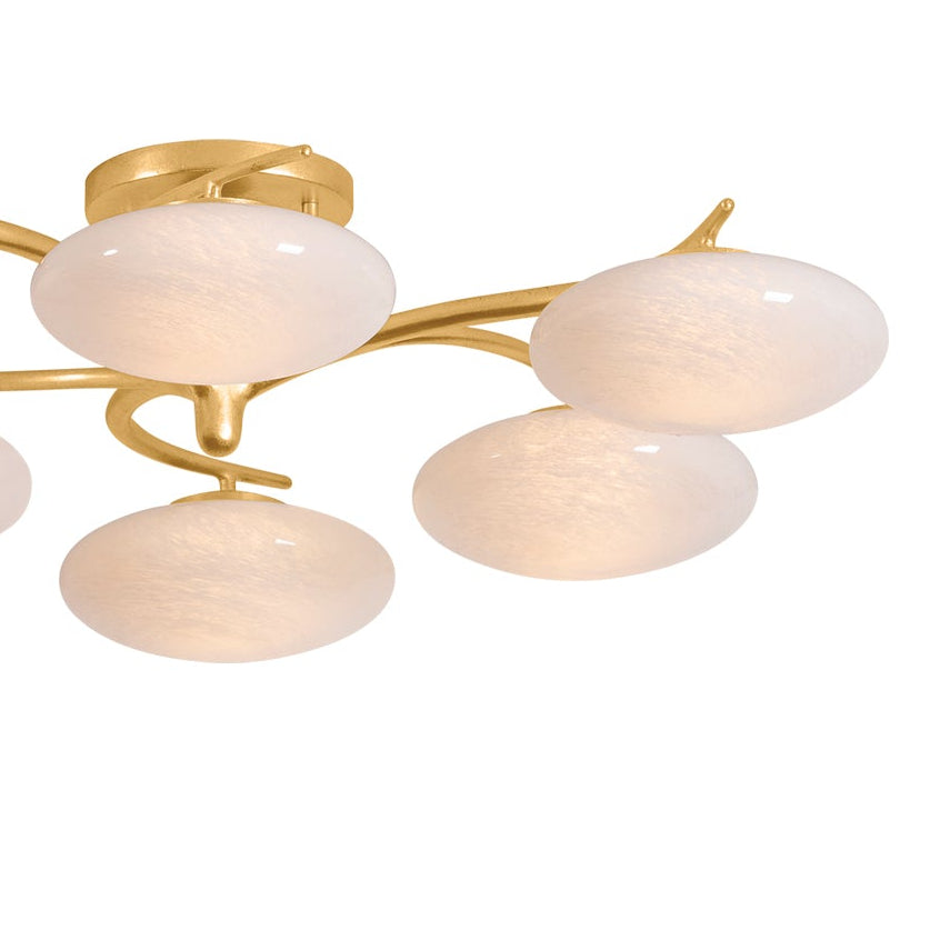 Brinley 6 Light LED Semi-Flush 32", Gold Leaf and Cloud Glass