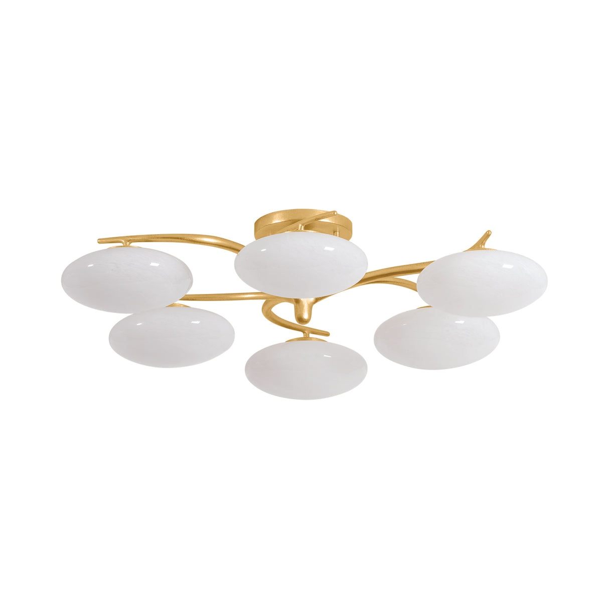 Brinley 6 Light LED Semi-Flush 32", Gold Leaf and Cloud Glass