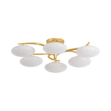 Brinley 6 Light LED Semi-Flush 32", Gold Leaf and Cloud Glass