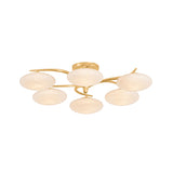 Brinley 6 Light LED Semi-Flush 32", Gold Leaf and Cloud Glass