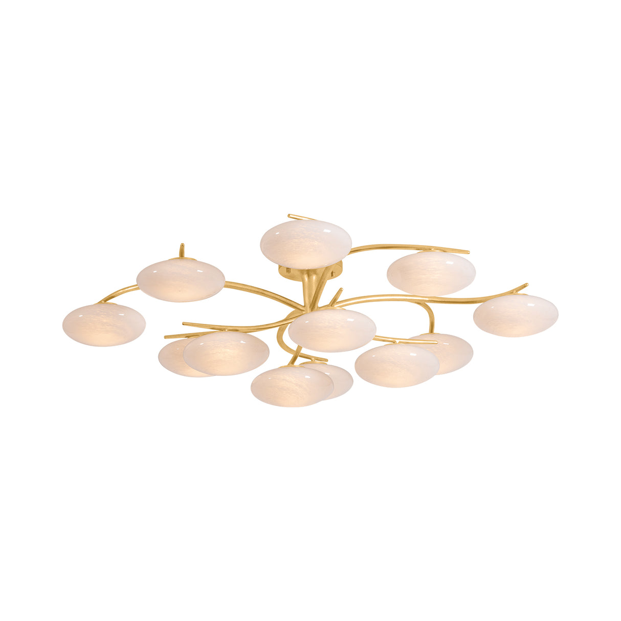 Brinley 12 Light LED Semi-Flush 45", Gold Leaf and Cloud Glass