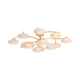 Brinley 12 Light LED Semi-Flush 45", Gold Leaf and Cloud Glass