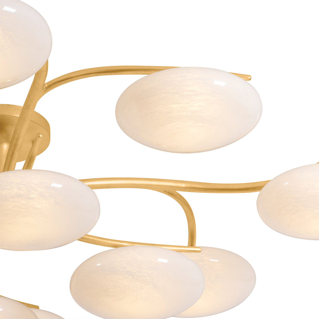 Brinley 12 Light LED Semi-Flush 45", Gold Leaf and Cloud Glass