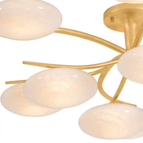 Brinley 12 Light LED Semi-Flush 45", Gold Leaf and Cloud Glass