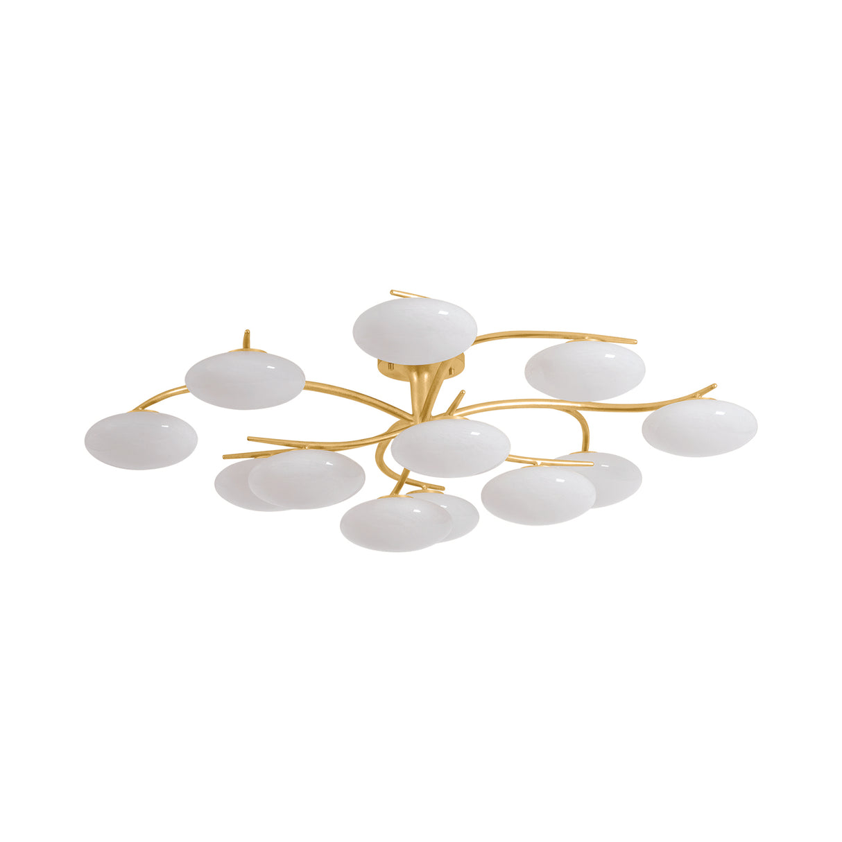 Brinley 12 Light LED Semi-Flush 45", Gold Leaf and Cloud Glass
