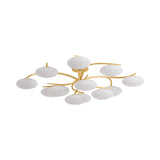 Brinley 12 Light LED Semi-Flush 45", Gold Leaf and Cloud Glass