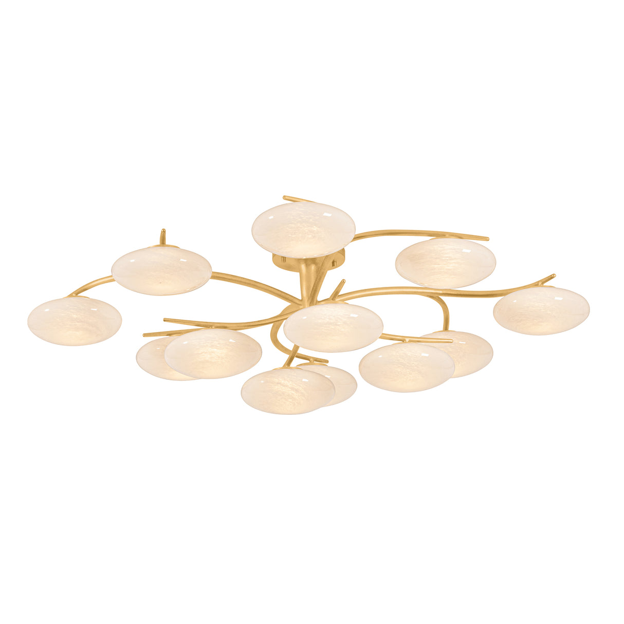 Brinley 12 Light LED Semi-Flush 45", Gold Leaf and Cloud Glass