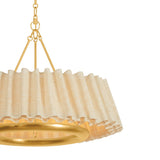 Dalton LED Chandelier 30", Natural Raffia and Gold Leaf