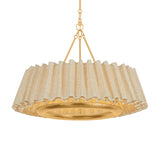 Dalton LED Chandelier 30", Natural Raffia and Gold Leaf