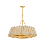 Dalton LED Chandelier 30", Natural Raffia and Gold Leaf