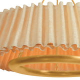 Dalton LED Chandelier 40". Natural Raffia and Gold Leaf
