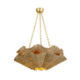 Andorra Large Chandelier 30", Natural Jute and Gold Leaf