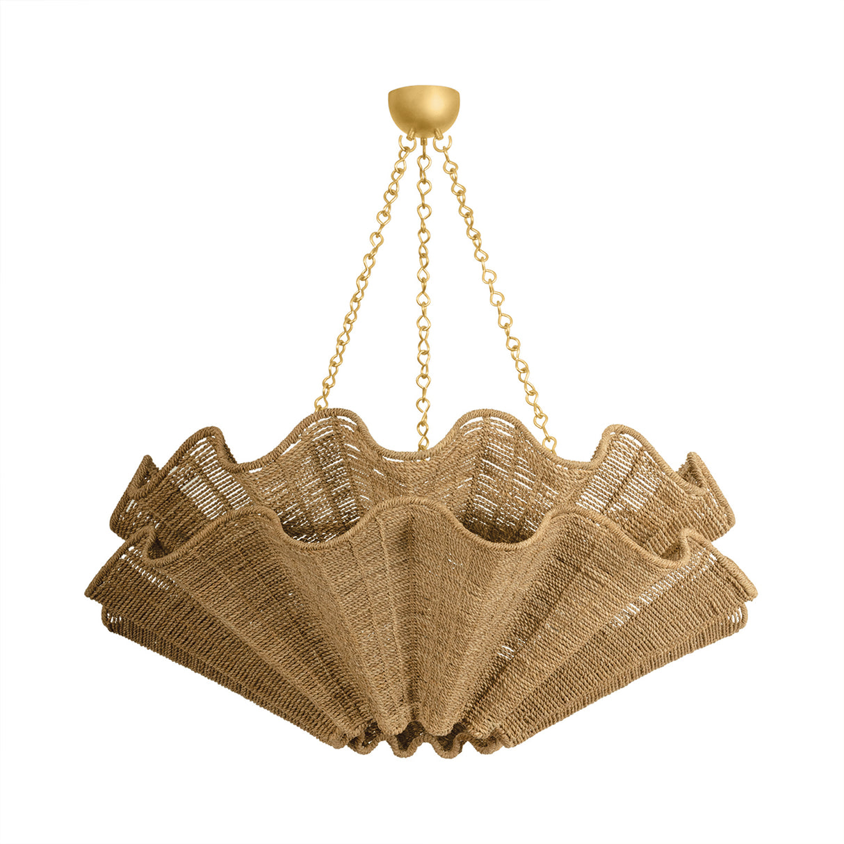 Andorra Extra Large Chandelier 44", Natural Jute and Gold Leaf