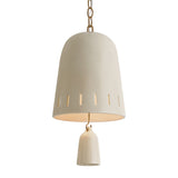 Briony Small Pendant 9", Ivory Glaze and Patina Brass