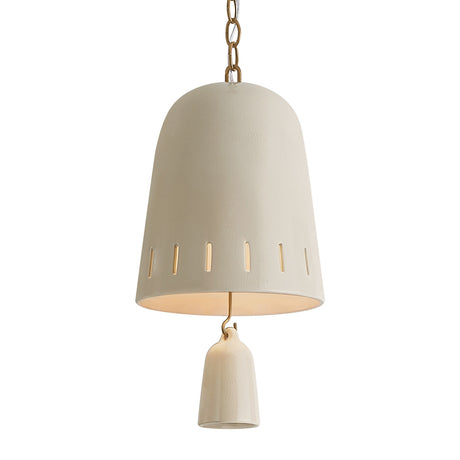 Briony Small Pendant 9", Ivory Glaze and Patina Brass