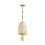 Briony Small Pendant 9", Ivory Glaze and Patina Brass