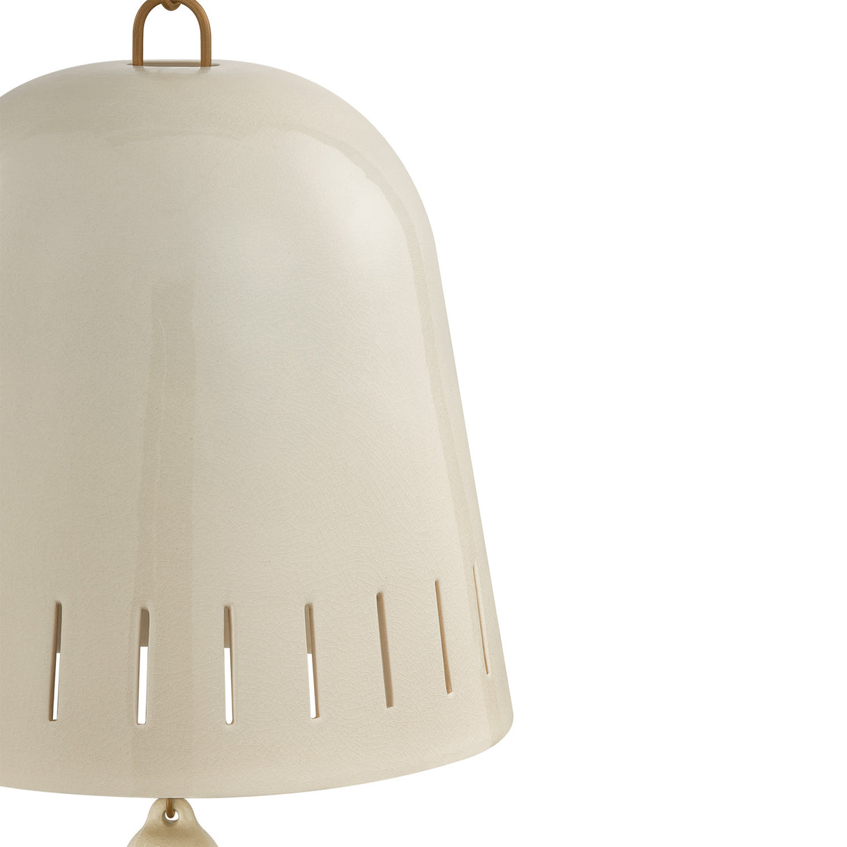 Briony Medium Pendant 15", Ivory Glaze and Patina Brass