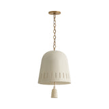 Briony Medium Pendant 15", Ivory Glaze and Patina Brass