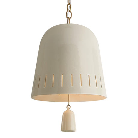 Briony Medium Pendant 15", Ivory Glaze and Patina Brass