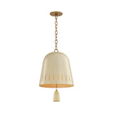 Briony Medium Pendant 15", Ivory Glaze and Patina Brass