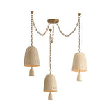 Briony 3 Light Swag Chandelier, Ivory Glaze and Patina Brass