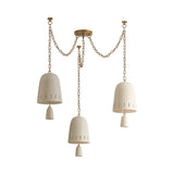 Briony 3 Light Swag Chandelier, Ivory Glaze and Patina Brass