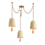 Briony 3 Light Swag Chandelier, Ivory Glaze and Patina Brass