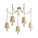 Briony 5 Light Swag Chandelier, Ivory Glaze and Patina Brass