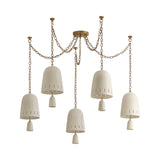 Briony 5 Light Swag Chandelier, Ivory Glaze and Patina Brass