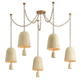 Briony 5 Light Swag Chandelier, Ivory Glaze and Patina Brass