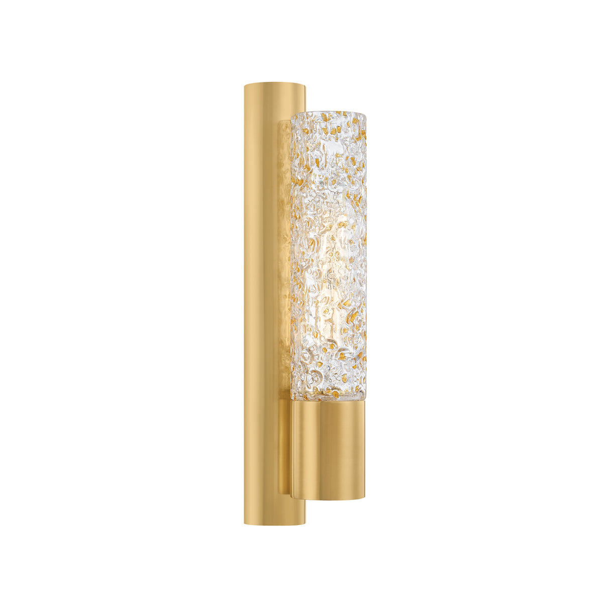 Daylin Wall Sconce 16", Vintage Brass and Amber Speckled Glass