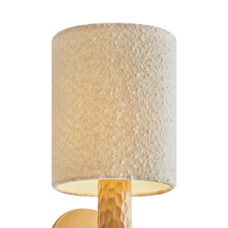 Gillian Wall Sconce 18", Ivory Boucle, Beech Wood, and Aged Brass