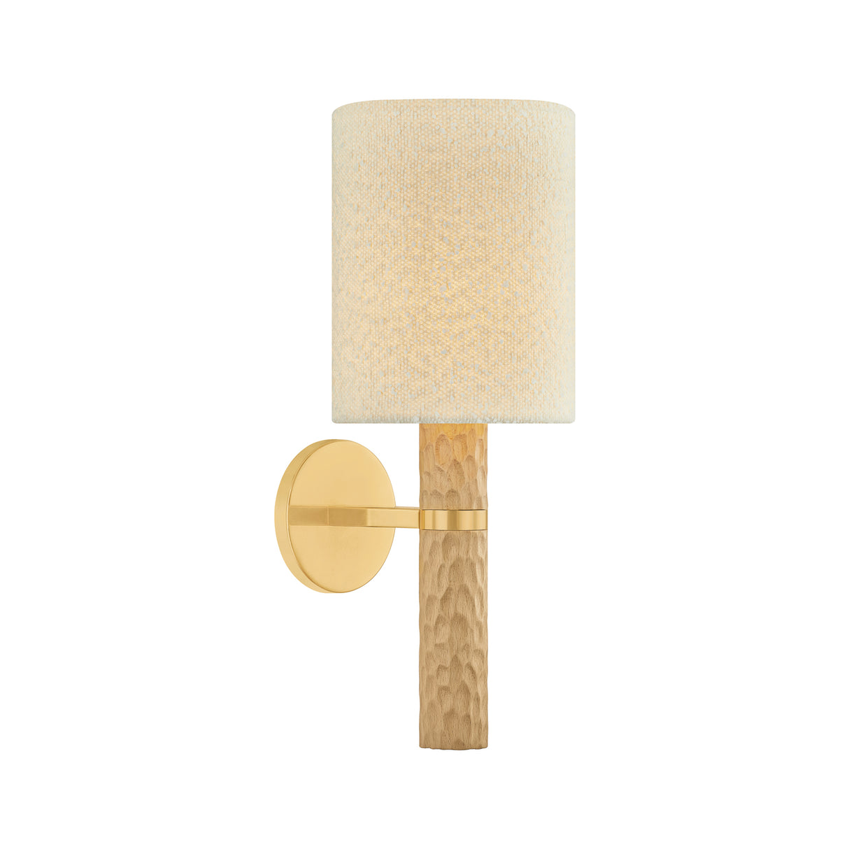 Gillian Wall Sconce 18", Ivory Boucle, Beech Wood, and Aged Brass