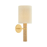 Gillian Wall Sconce 18", Ivory Boucle, Beech Wood, and Aged Brass