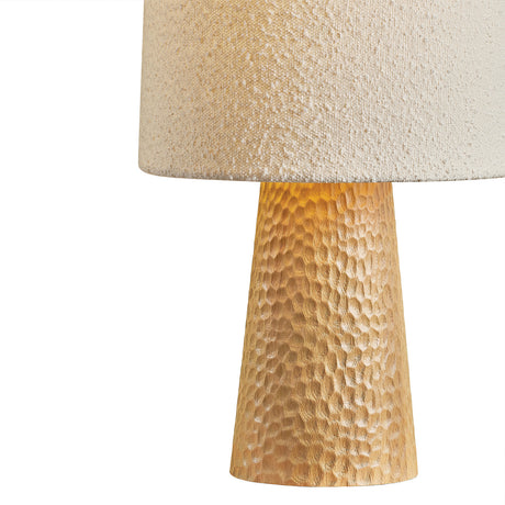 Gillian Table Lamp 30", Ivory Boucle, Beech Wood, and Aged Brass