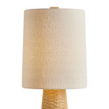 Gillian Table Lamp 30", Ivory Boucle, Beech Wood, and Aged Brass