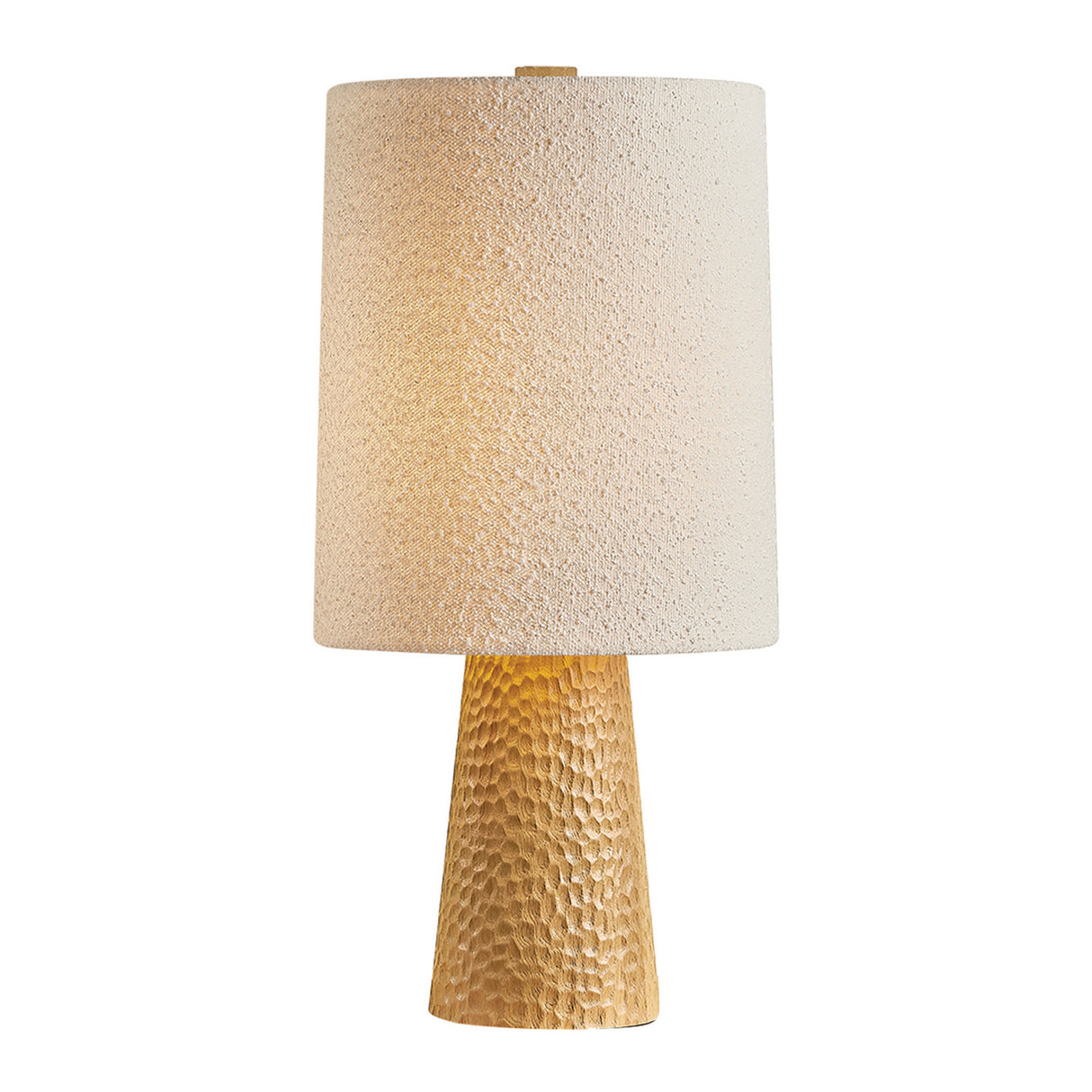 Gillian Table Lamp 30", Ivory Boucle, Beech Wood, and Aged Brass