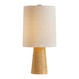 Gillian Table Lamp 30", Ivory Boucle, Beech Wood, and Aged Brass
