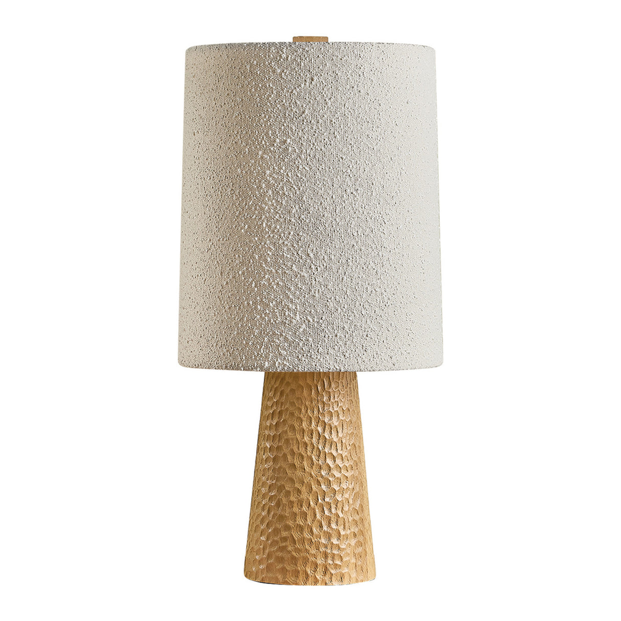 Gillian Table Lamp 30", Ivory Boucle, Beech Wood, and Aged Brass