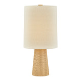 Gillian Table Lamp 30", Ivory Boucle, Beech Wood, and Aged Brass